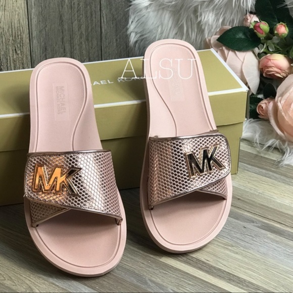 NWT Michael Kors Palmer Slide Net Mesh Rose Gold W - Picture 6 of 8